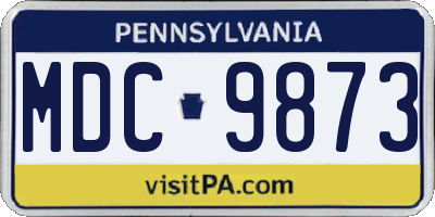PA license plate MDC9873