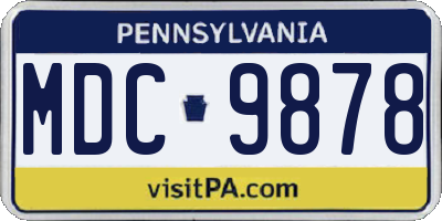 PA license plate MDC9878