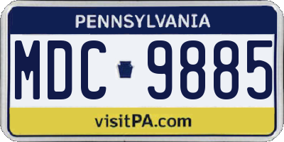 PA license plate MDC9885