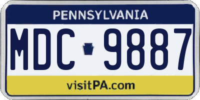 PA license plate MDC9887