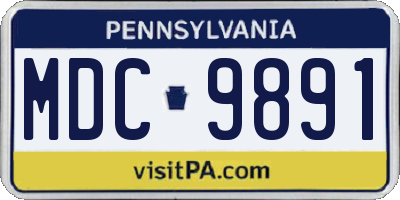 PA license plate MDC9891