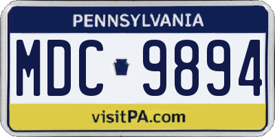 PA license plate MDC9894