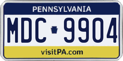 PA license plate MDC9904