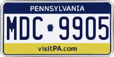 PA license plate MDC9905