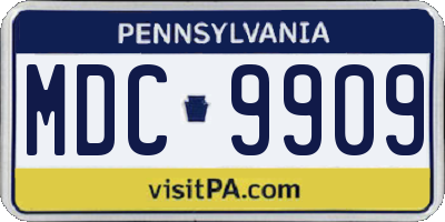 PA license plate MDC9909