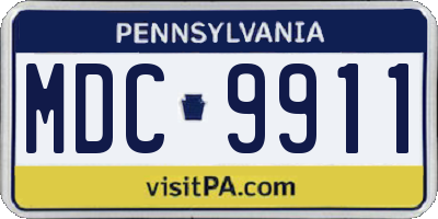 PA license plate MDC9911