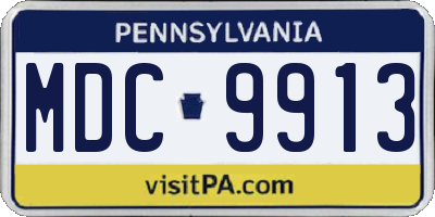 PA license plate MDC9913