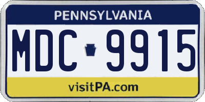 PA license plate MDC9915