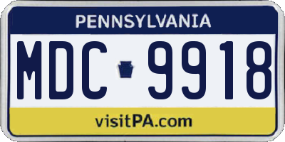 PA license plate MDC9918