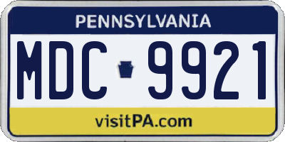 PA license plate MDC9921