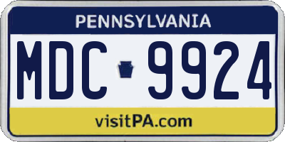 PA license plate MDC9924