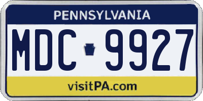 PA license plate MDC9927