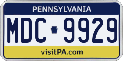 PA license plate MDC9929