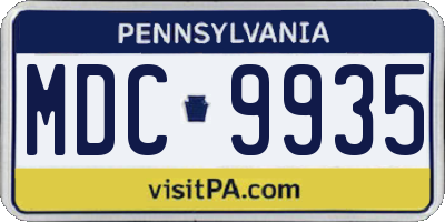 PA license plate MDC9935
