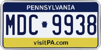 PA license plate MDC9938
