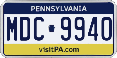 PA license plate MDC9940