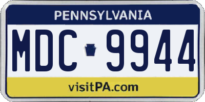 PA license plate MDC9944