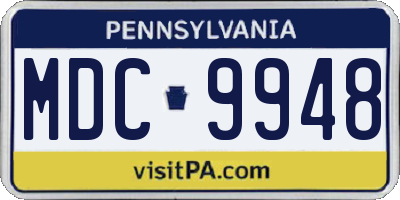 PA license plate MDC9948