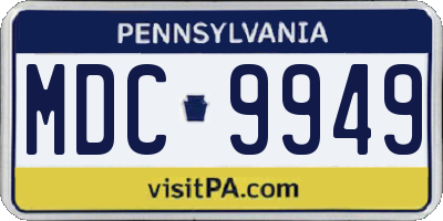 PA license plate MDC9949
