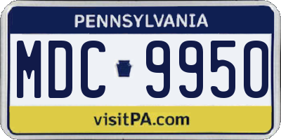 PA license plate MDC9950
