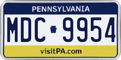 PA license plate MDC9954