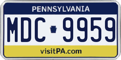 PA license plate MDC9959