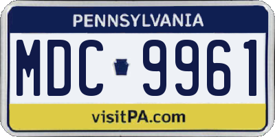 PA license plate MDC9961