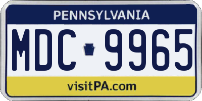 PA license plate MDC9965