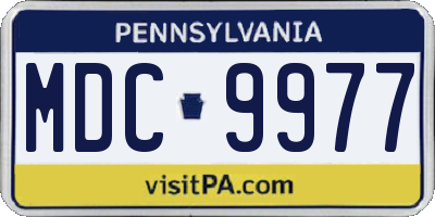 PA license plate MDC9977