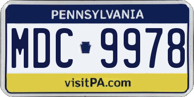 PA license plate MDC9978