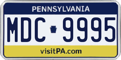 PA license plate MDC9995