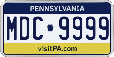 PA license plate MDC9999