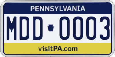 PA license plate MDD0003