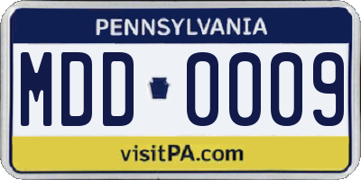 PA license plate MDD0009