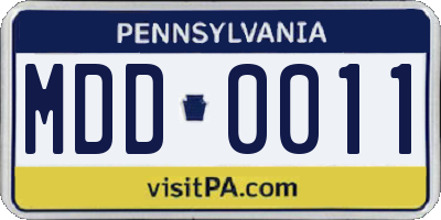 PA license plate MDD0011