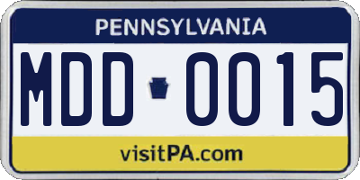 PA license plate MDD0015