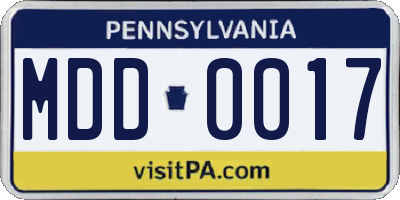 PA license plate MDD0017