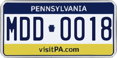 PA license plate MDD0018