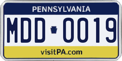 PA license plate MDD0019