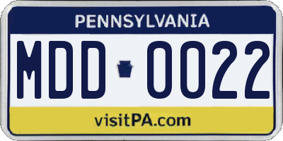PA license plate MDD0022