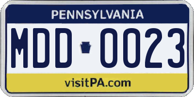 PA license plate MDD0023