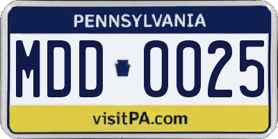 PA license plate MDD0025