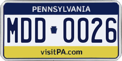 PA license plate MDD0026