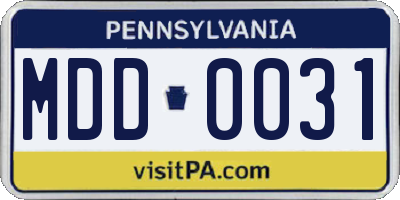 PA license plate MDD0031