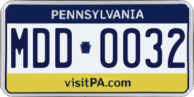 PA license plate MDD0032