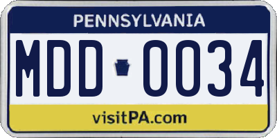 PA license plate MDD0034