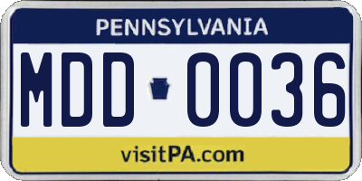 PA license plate MDD0036