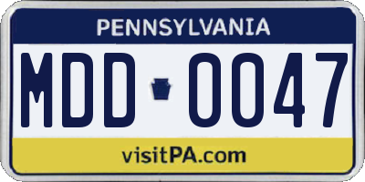 PA license plate MDD0047