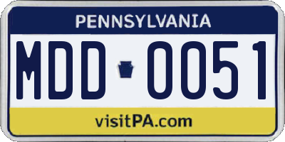 PA license plate MDD0051