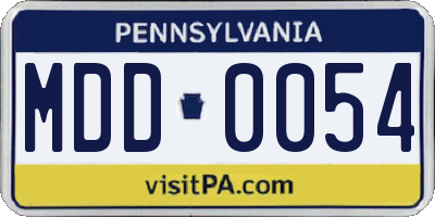 PA license plate MDD0054